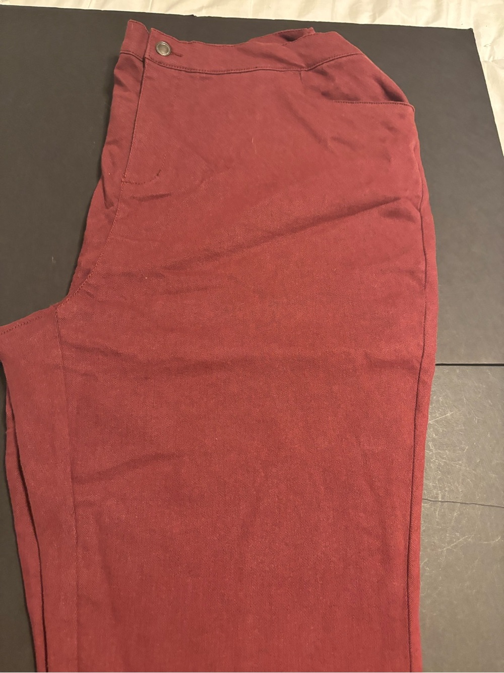 Denim & Co Women’s 2X Burgundy Wine Stretch Pants Elastic Waist Pockets NWT
